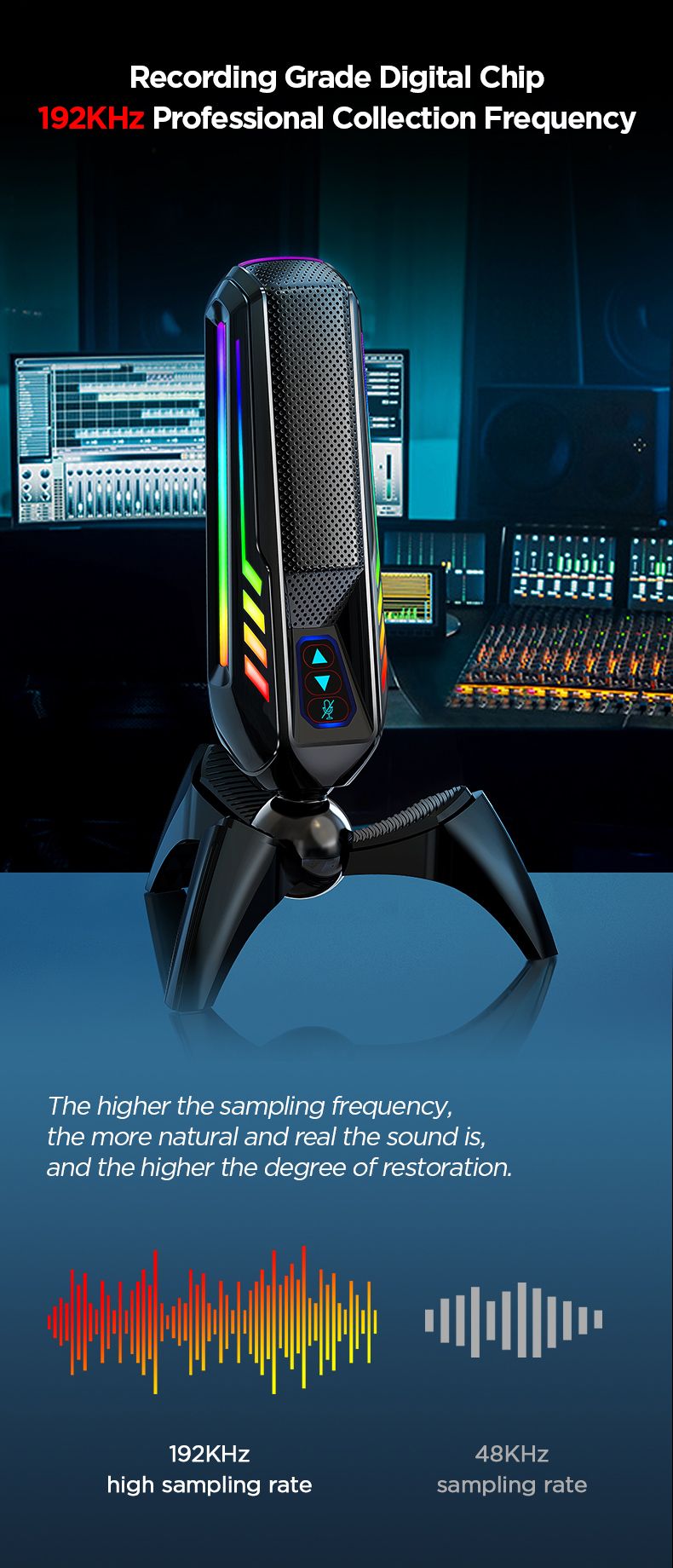 HK4 RGB igralni profesionalni kondenzatorski mikrofon za prenose v živo z USB-jem in odpravljanjem šuma, za podcaste, računalniški studijski mikrofon_voghion.com