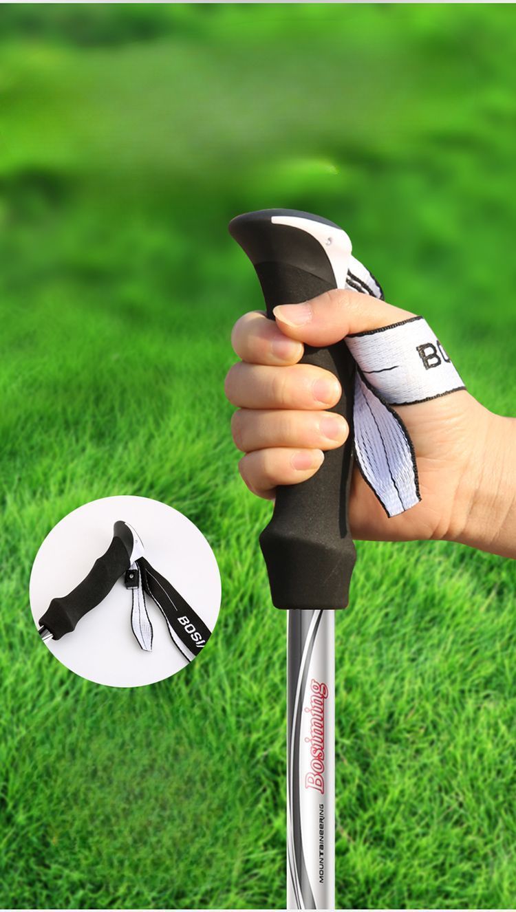 Bosim Süper Hafif Sağlam Kaymaz Trekking Bastonu Üç Bölmeli Teleskopik Taşınabilir Karbon Fiber Yürüyüş Bastonu_voghion.com
