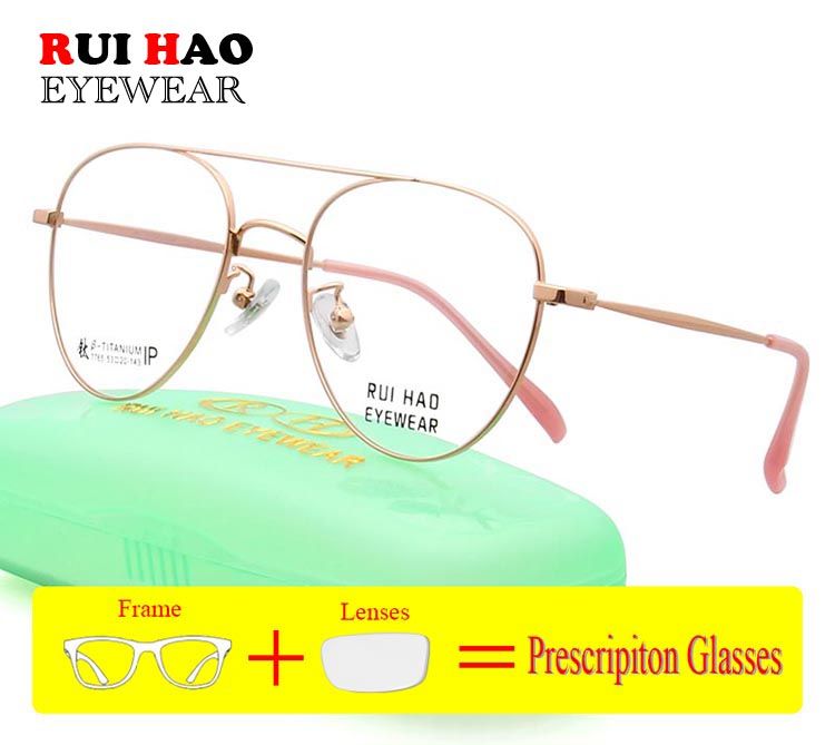 Lunettes de vue à la mode personnalisées Double Deam Lunettes de vue Remplissage de monture Lentilles optiques Lunettes en titane Myopie Hypermétropie_voghion.com