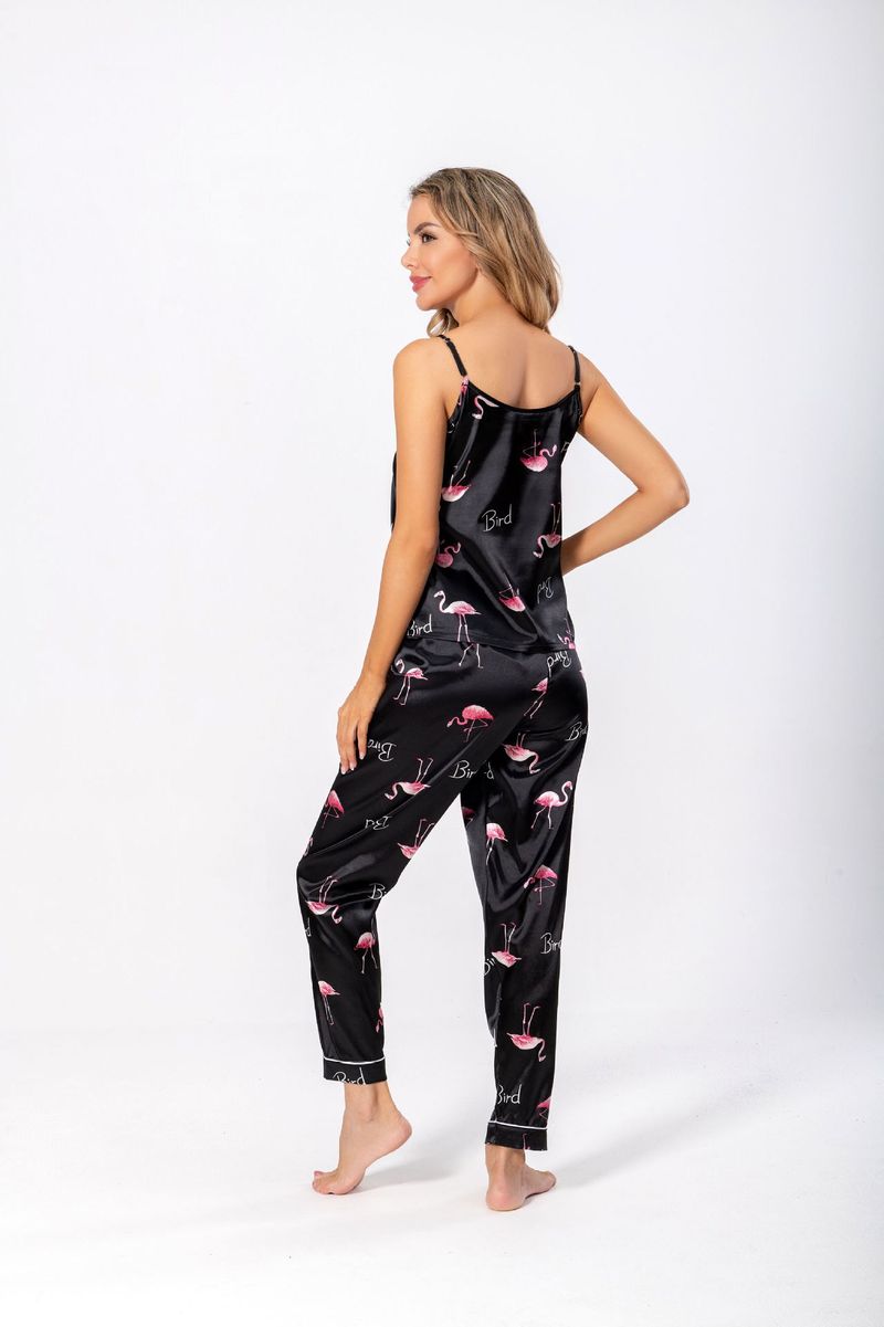 Ënnerwäsch & Schlofkleeder Summer Fraen séiss a léif sexy Seid Hosenträger Hosen Heemkleeder zweedeeleg Kostüm Heemkleeder_voghion.com