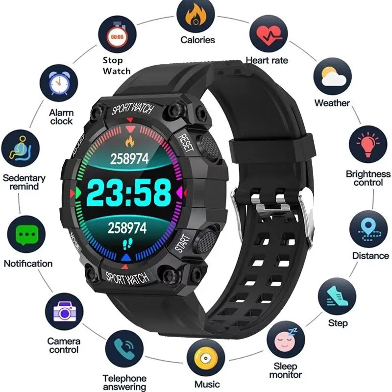 FD68 Yeni Akıllı Saatler Erkekler Kadınlar Bluetooth Smartwatch Dokunmatik Akıllı İzle Spor Bilezik IOS Android için Bağlı Spor Saatler_voghion.com