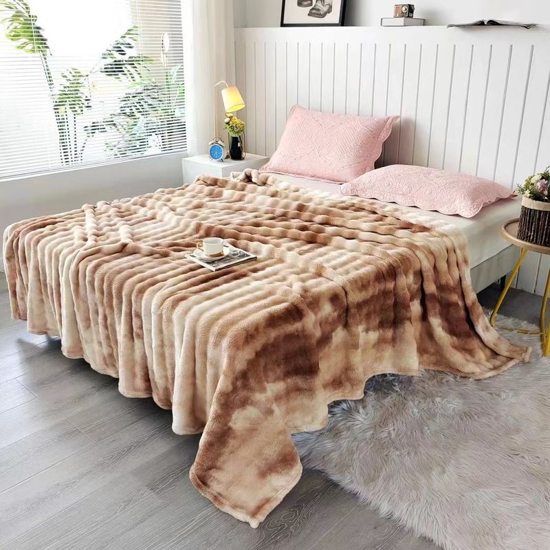 Cobertor de pele de coelho de luxo, tingido com cores combinando, cobertor de veludo bolha, cobertor para presente, cobertor para sofá_voghion.com