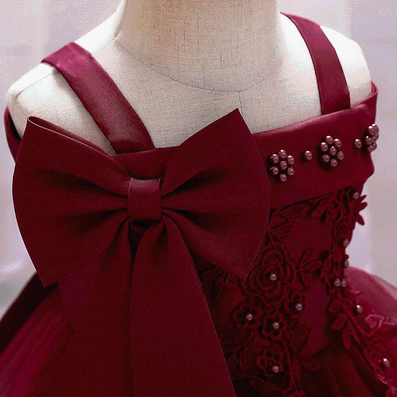 Abito da sposa per bambina 2025 (70-100 cm) | Tutù da principessa con ricami di perle e spalle scoperte per eventi estivi_voghion.com