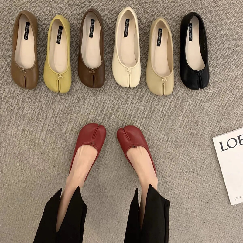 Pantofi Tabi Ninja pentru femei, din piele microfibră, confortabili, cu vârf despicat, cu fund moale, mocasini, slip, trotter pentru femei_voghion.com