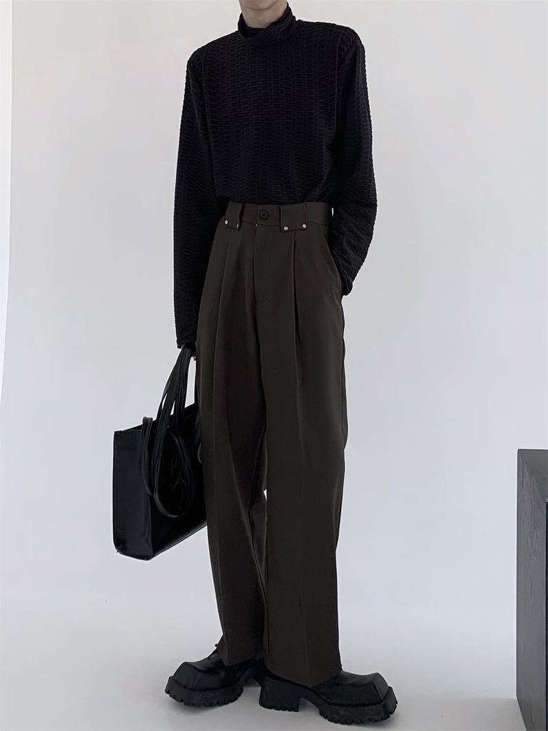 Herrenbekleidungsstil Design Anzughose mit hoher Taille Herren Drape High-End Frühling und Herbst Lässige lockere gerade Hose Sommerstil_voghion.com