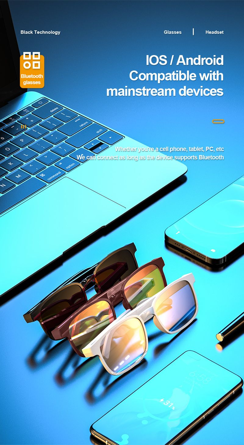 New Wireless Bluetooth Earphones Fashion Glasses Smart Headset Bone Conduction Earbuds Call Audio Music Headphones_voghion.com