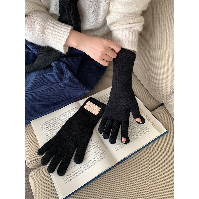 Bevat wollen touchscreen jaar kerst rode gebreide handschoenen voor vrouwen 2024 nieuwe winter warme fietskoude bescherming_voghion.com