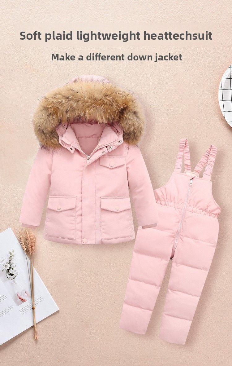 2025 Kinder Daunenjacke Kleinkind Kleinkind 1-5 Jahre alt Jungen und Mädchen neue Winter zweiteilige Set Top + Overalls_voghion.com