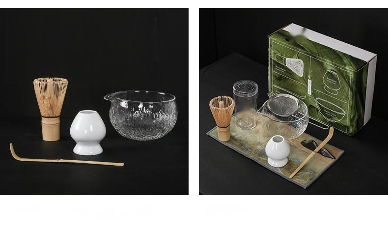 Glastee mit Farbbox, Schneebesen, Schüssel, Ständer, Matcha-Schaufel, komplettes Utensilienset_voghion.com
