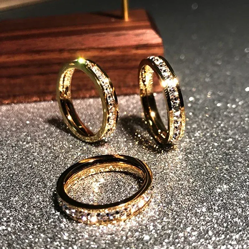 Moda Aço Inoxidável 316L Preenchido com Anéis Banhados a Ouro Real 14K para Mulheres temperamento Jóias AAA Zircônia Gypsophila_voghion.com