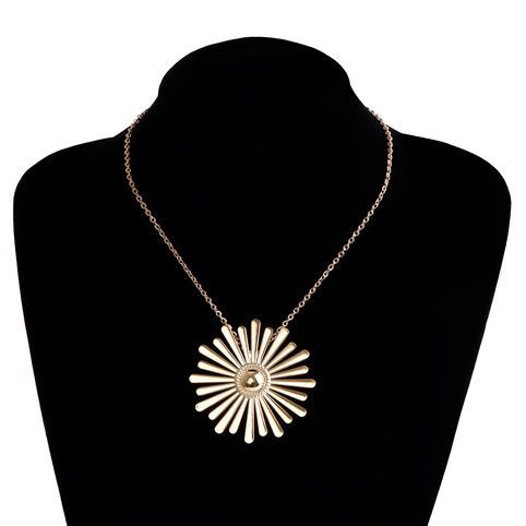 Set di collane da donna con girasoli in metallo lucido esagerato e alla moda_voghion.com