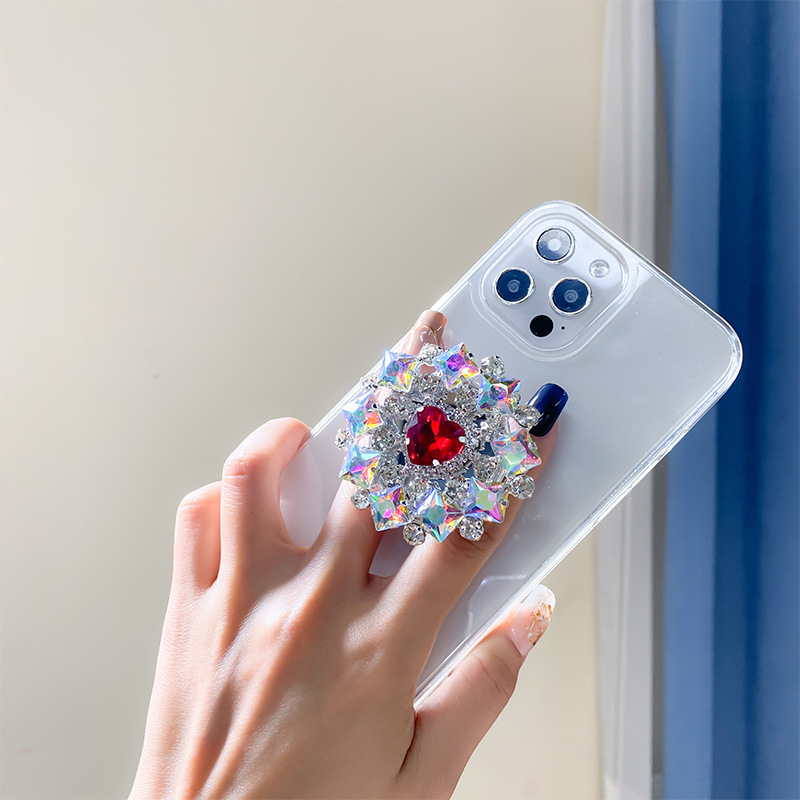 Rhinestone Phone Airbag Holder In Korean Instagram Style, Luxurious And Portable Desktop, Lazy Support, Air Cushion_voghion.com