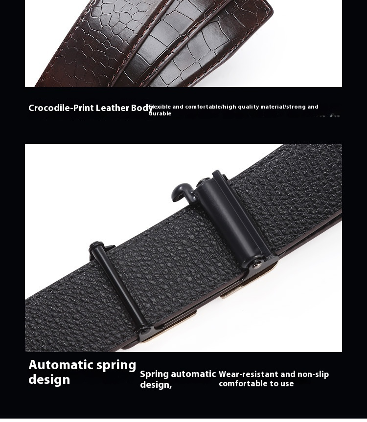 New Men's Belt with Fish Pattern, B-style Internal Wearing Toothless Belt, Fashionable and Casual with Versatile Temperament_voghion.com