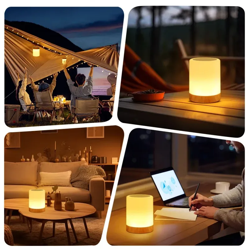 13-kolorowa lampa nocna LED z funkcją zmiany kolorów, pilotem, RGB, ściemnialna, ładowana przez USB, lampka nocna na stolik przy łóżku_voghion.com