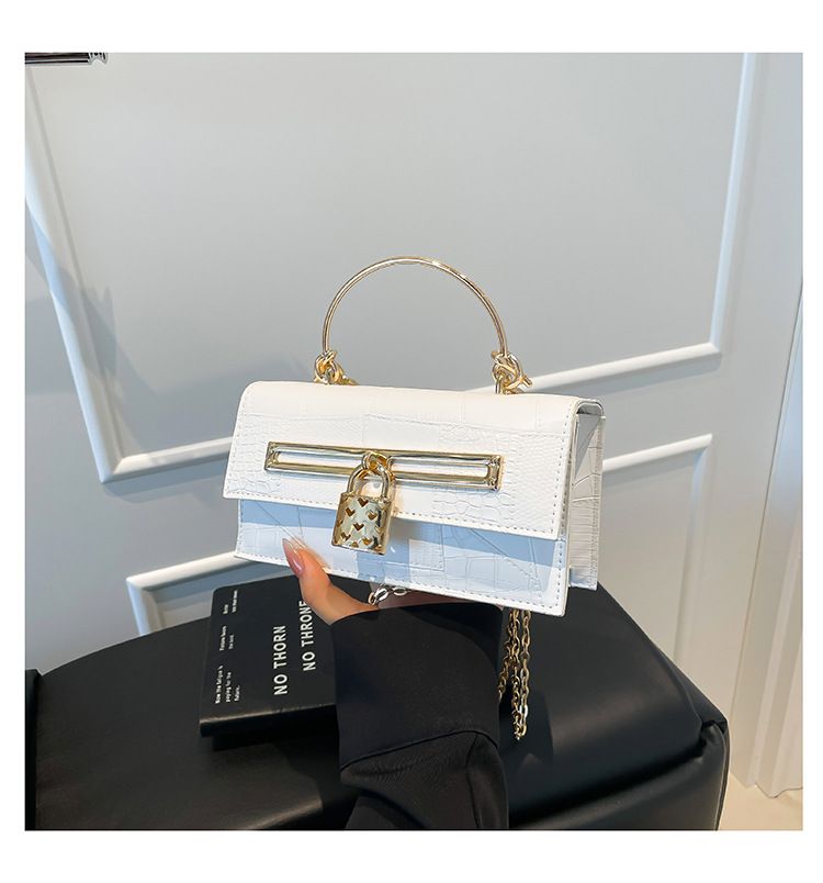 Women's Stylish And Versatile Small Square Shoulder Bag - Crossbody & Handheld For Daily Use, PU Leather With Alligator Texture, Magnetic Closure_voghion.com