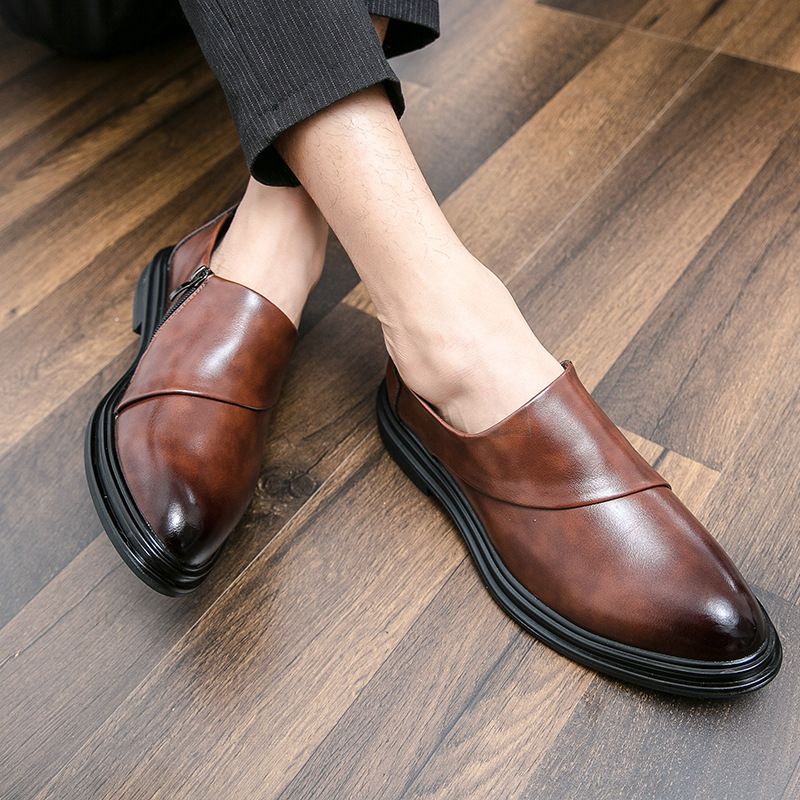 2024 Spring And Autumn Men's Business Slip-On Comfortable Middle-Aged Dad Youth Casual Small Leather Shoes For Men_voghion.com