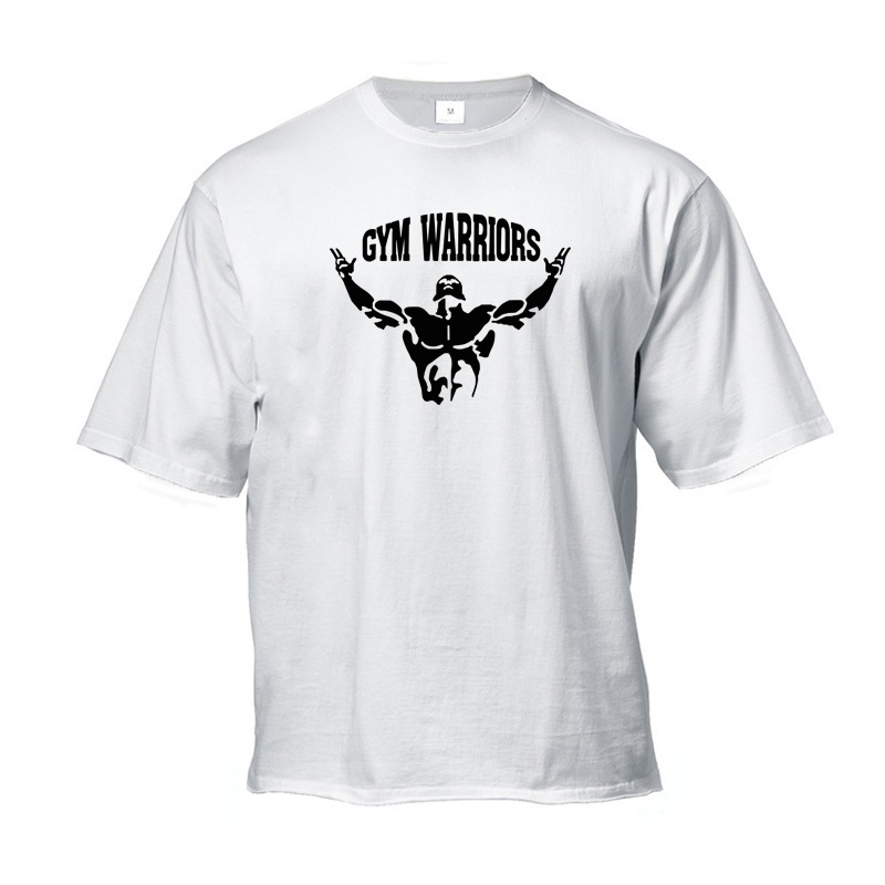 Fitness Tempo libero Manica corta GYM T-shirt alla moda Sport americani Top in cotone Girocollo Camicia inferiore allentata taglie forti_voghion.com