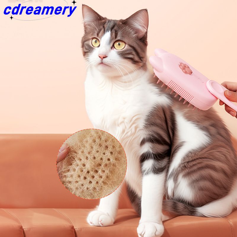 Brosse électrique à vapeur pour chat avec port de pulvérisation, brosse de nettoyage pour chat, peigne de toilettage pour animaux à chargement USB pour éliminer les poils emmêlés_voghion.com
