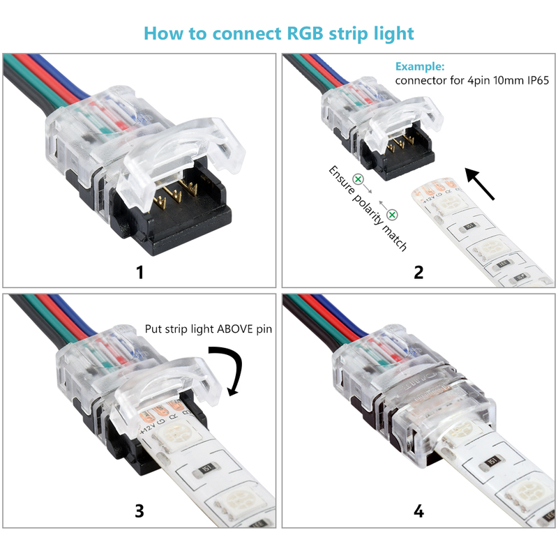 5pcs/lot LED Strip Connector 2pin 3pin 4pin 5pin Quick Use Terminals Connection Cable For 3528 5050 Led Strip To Wire Extensio_voghion.com