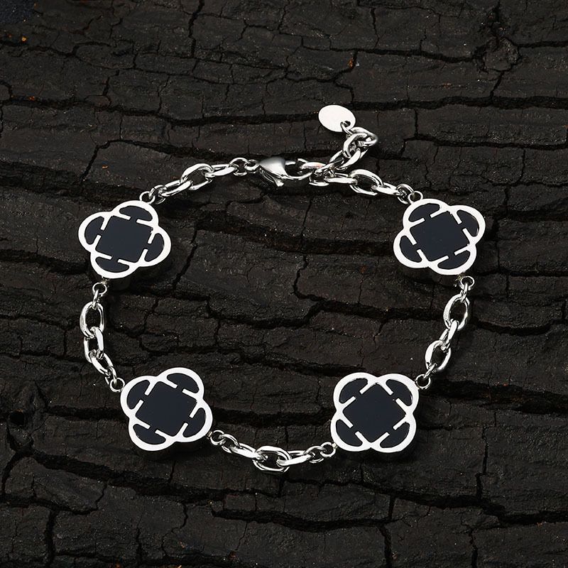 Women's Jewelry Four Leaf Clover Titanium Steel Bracelet Jewelry Simple Five Flower Chain Stainless Steel Hand Jewelry_voghion.com