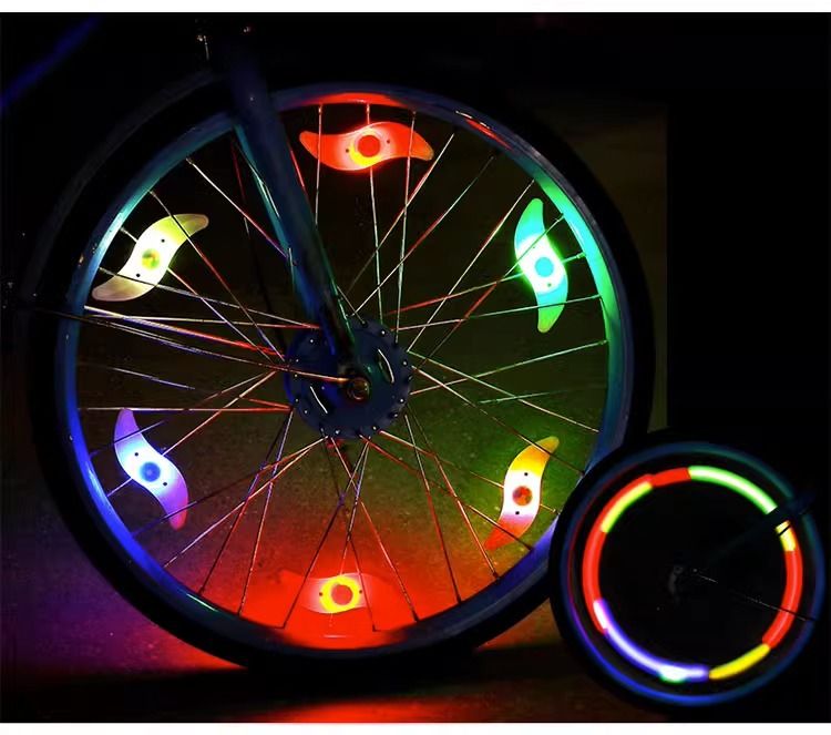 Raggi per bicicletta, mountain bike, foglia di salice, filo d'acciaio, ruota di fuoco colorata, luce in silicone, accessori per ciclismo_voghion.com