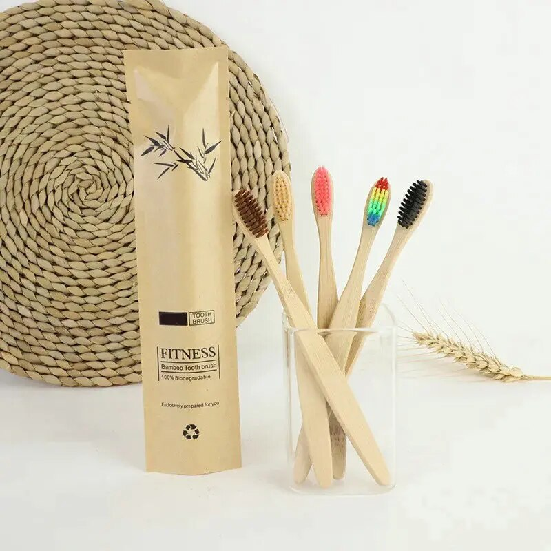 1-10PCS Bunte Natürliche Bambus Zahnbürste Set Weichen Borsten Holzkohle Zahnaufhellung Bambus Zahnbürsten Weiche Dental Mundpflege_voghion.com