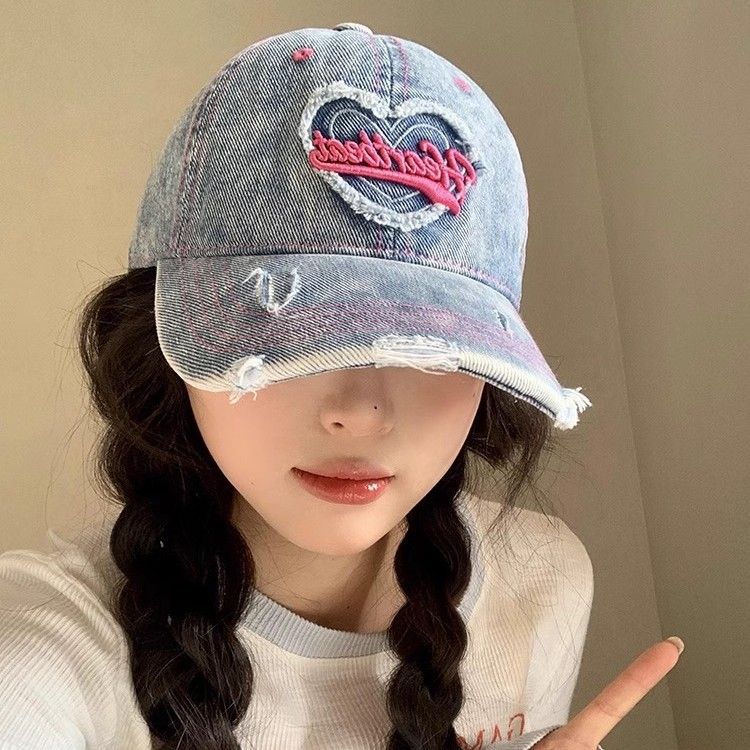 washed Denim Women's Baseball Cap, Embossed Wide-brimmed Duck Tongue Cap, Large Head Circumference, 2025 Spring And Summer New_voghion.com