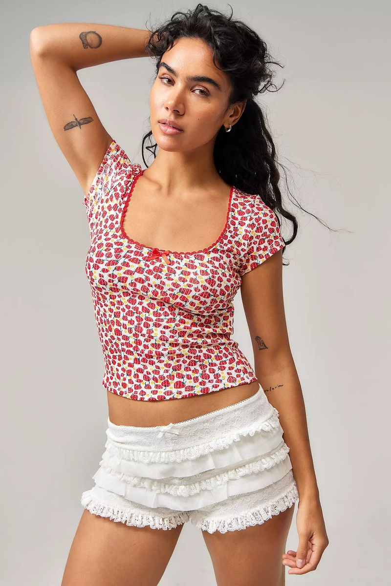 Damenbekleidung Multi Layer Cake Stacking Shorts Hot Pants Hot Girl Sexy Fashion Spitzenshorts Weiblich_voghion.com