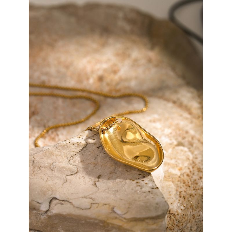 Instagram Goud Roestvrij Staal Onregelmatig Concaaf Hamerpatroon Nieuw minimalistisch Ontwerp Sense Ketting_voghion.com