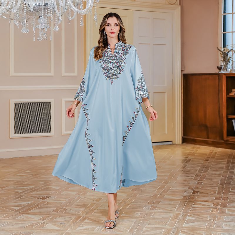 Dubai Abendkleid Abaya Kleidung frauen Bestickte Robe Muslimischen_voghion.com