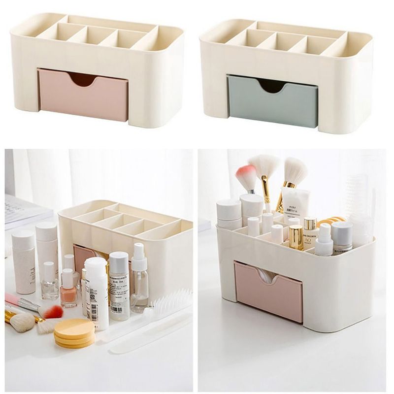 Plastic Cosmetic Organizer - 5-Drawer Makeup Storage Box Clear Vanity Case With Mirror Desktop Size_voghion.com
