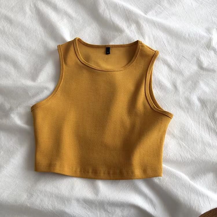 Wind Small Vest High Waisted Slimming Elastic Short Sleeveless Undershirt Women's Summer_voghion.com