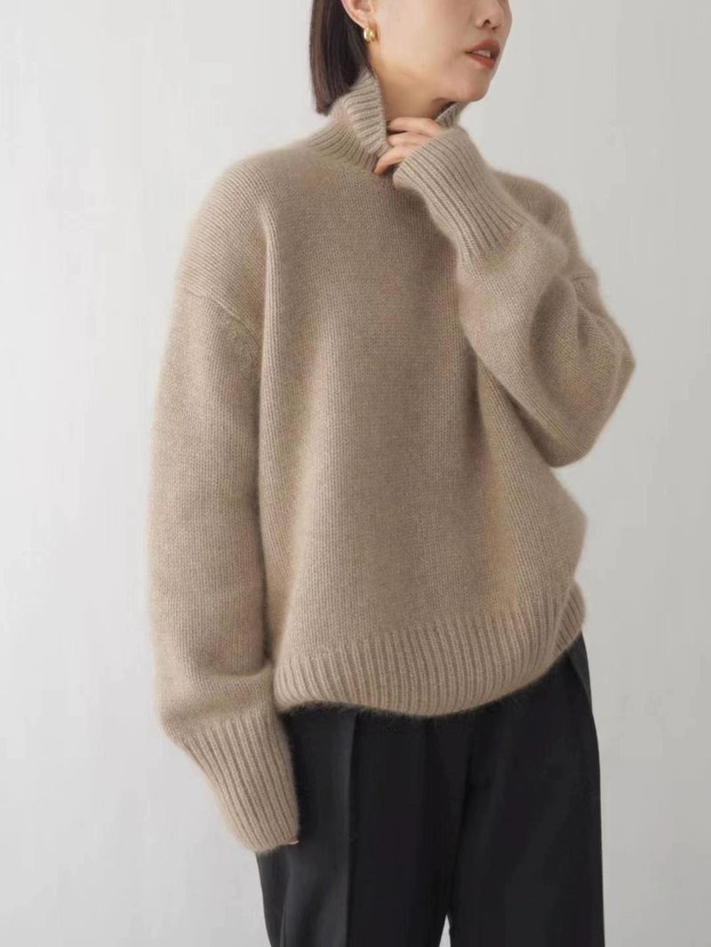 Maglione oversize da donna con collo alto - Pullover caldo e spesso, a maniche lunghe, per autunno e inverno (disponibile in 8 colori)_voghion.com