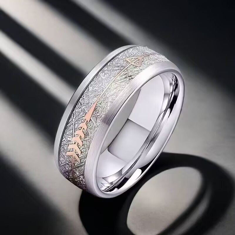 Anello di coppia hip hop con personalità, alla moda, in acciaio al titanio e con trama in seta_voghion.com