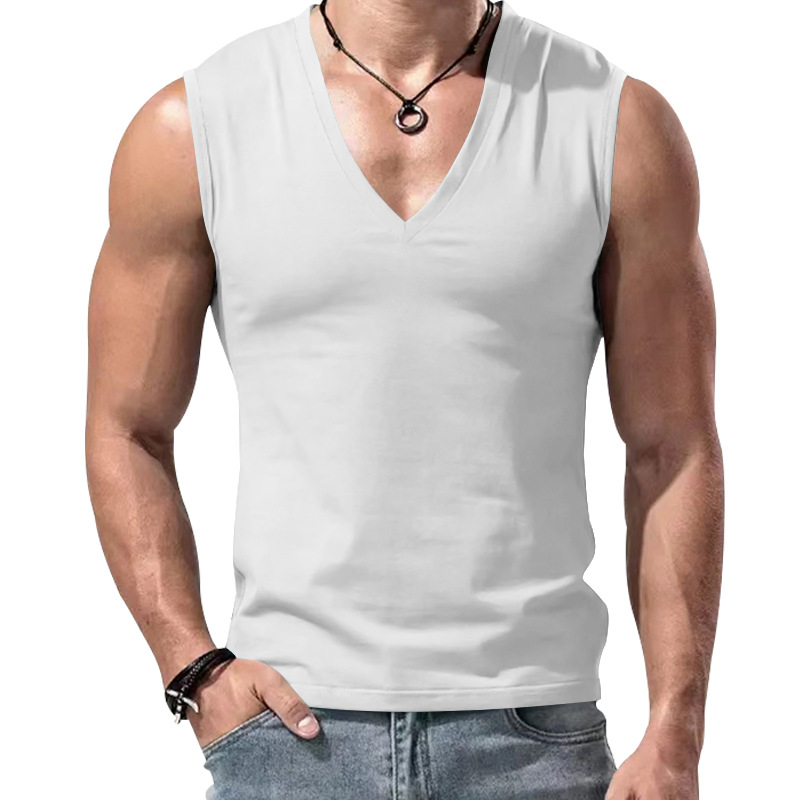 24 Gilet da uomo estivo, nuovo, tinta unita, ampio, con scollo a V, stile semplice e casual_voghion.com
