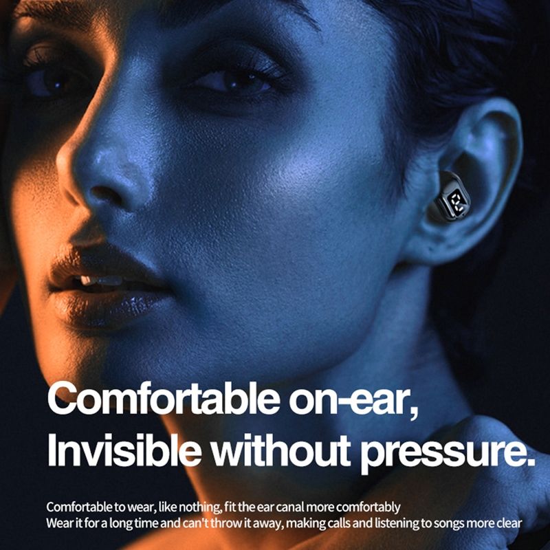 M5 Digital Display Bluetooth Headset Mini In-ear Invisible Headphones(Skin Color)_voghion.com