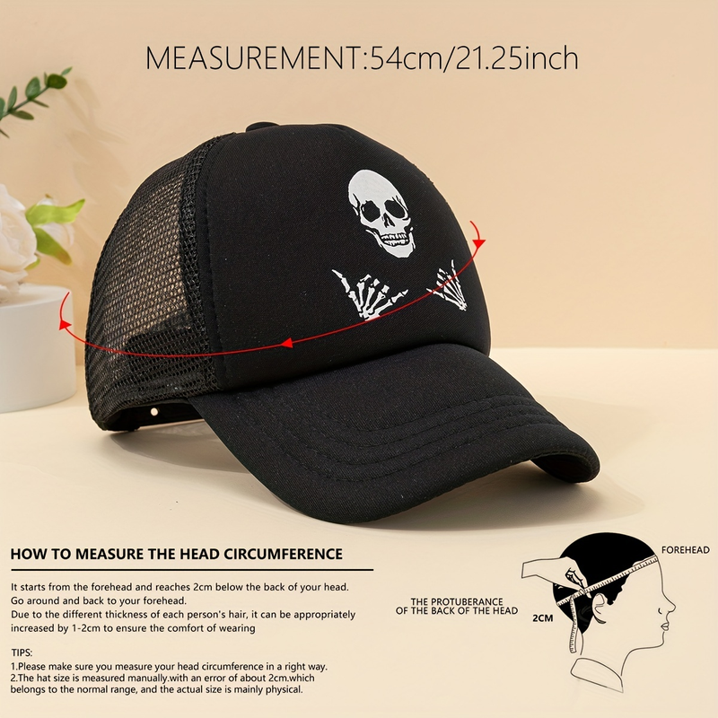 A neutral embroidered skull baseball cap visor for children_voghion.com