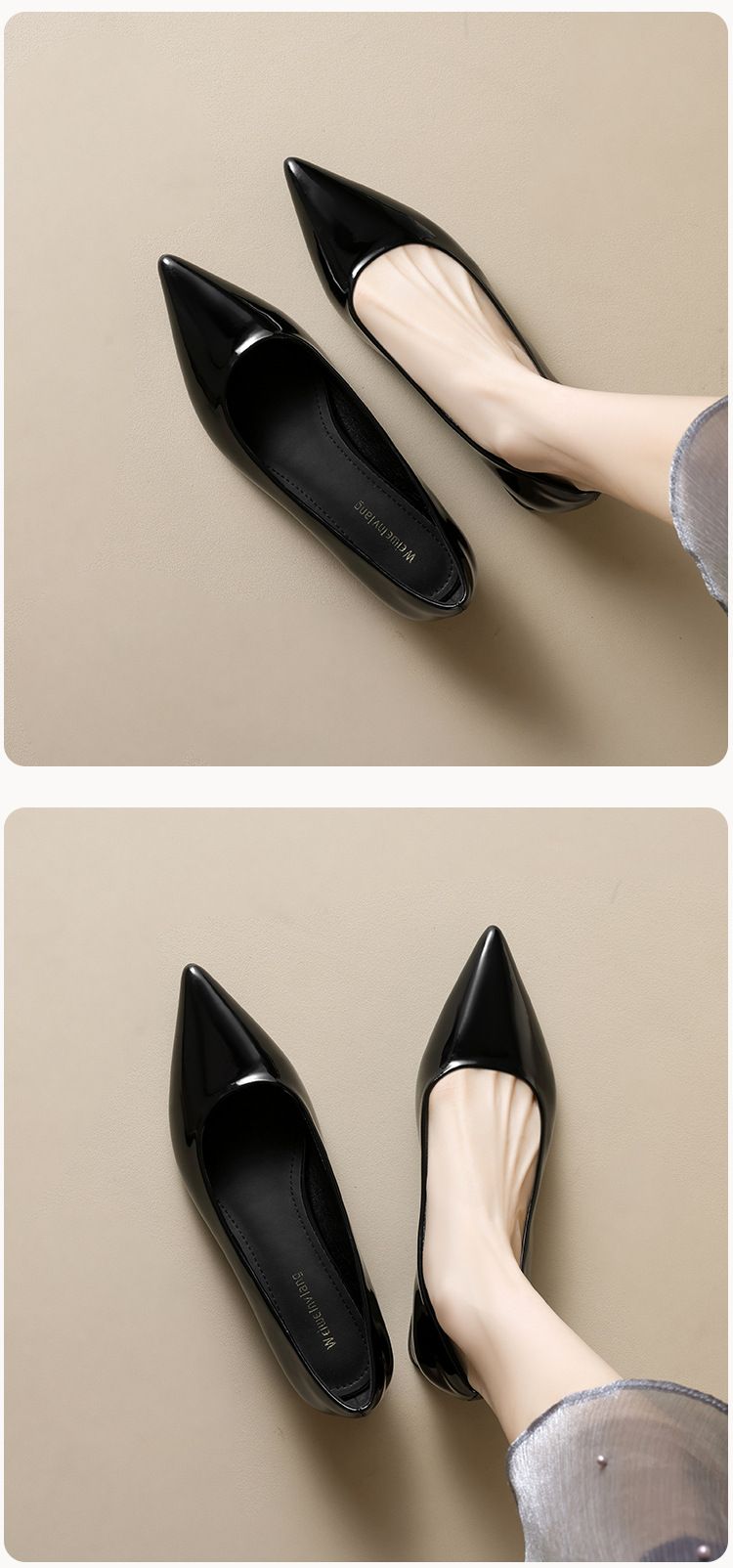 Pointed Single Shoes Women's Light Mouth Thick Heel High Heels One Pedal Black Commuter Work Shoes_voghion.com
