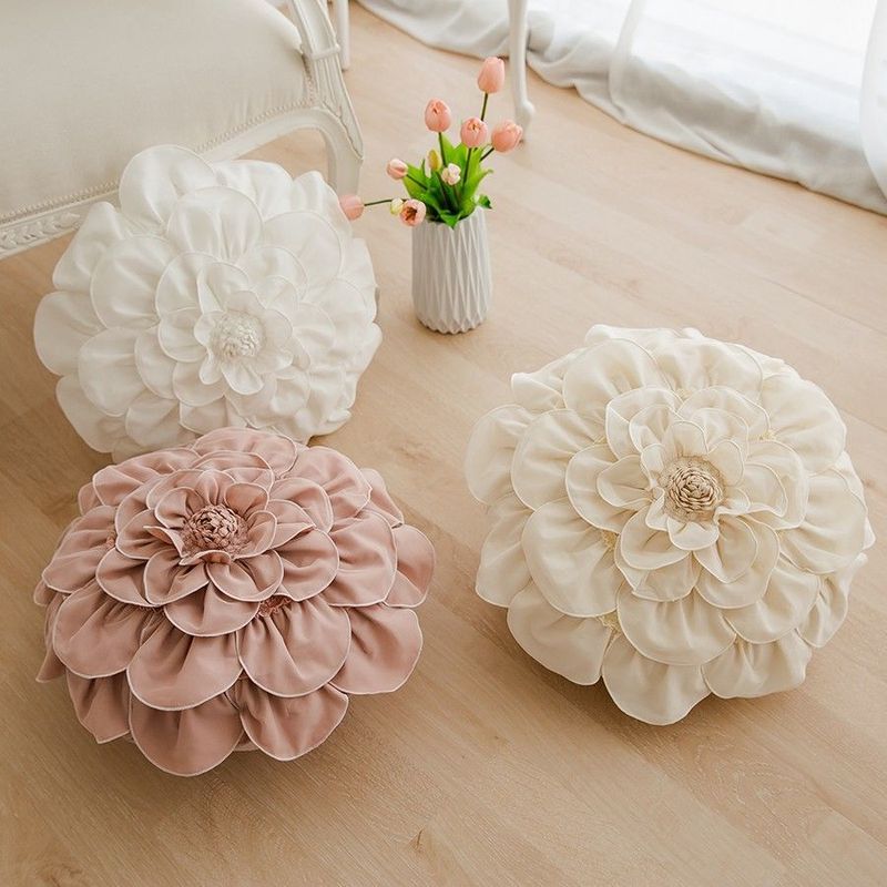 Cuscino decorativo per divano con testiera rotonda a forma di petalo floreale in stile coreano, per letto e colazione, con finestra dal pavimento al soffitto_voghion.com