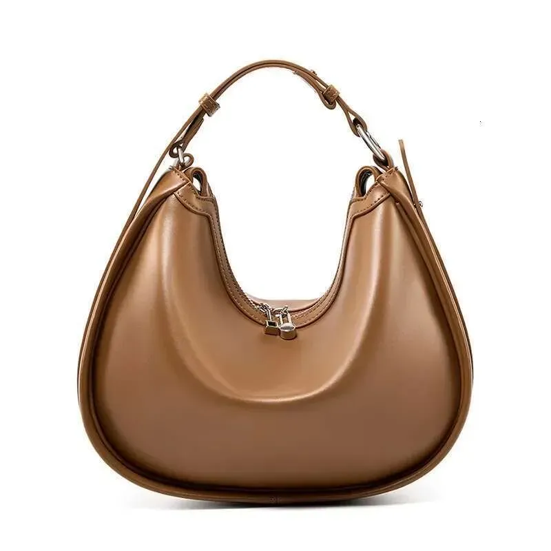 Designer 2025 Damen Echte Achselhöhle Halbmond Taschen 2024 Neue Einfache Schulter Crossbody Leder Tasche_voghion.com