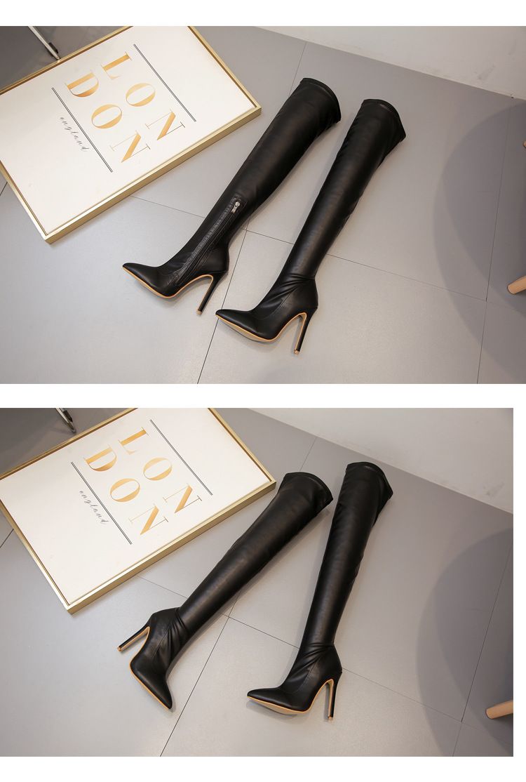 Damenschuhe Sexy Stiletto Spitzschuh Lange Overknee-Stiefel Lederstiefel Stiletto Damenschuhe Herbst und Winter 42 Große Größe_voghion.com