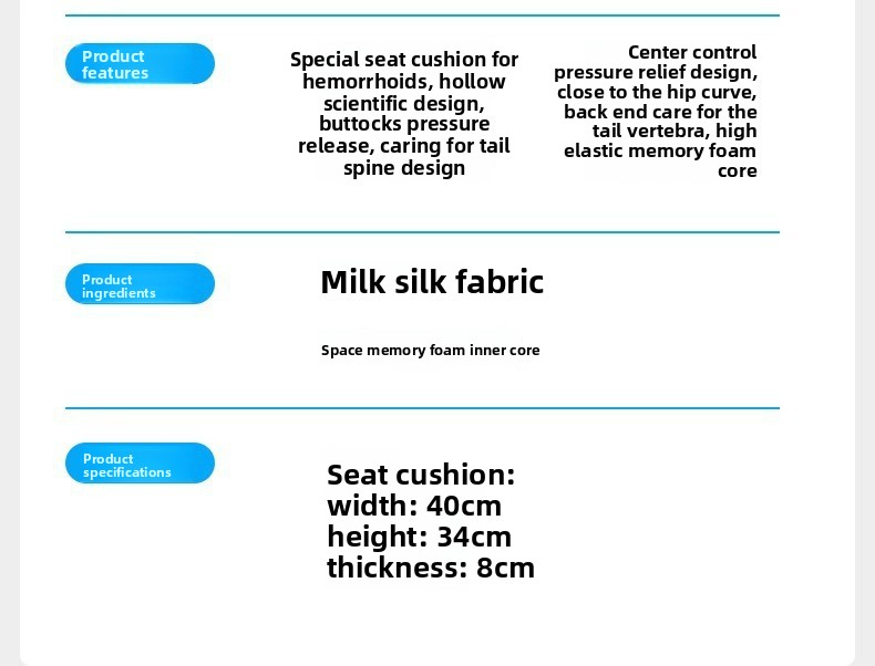 Car Soft Memory Foam Automobile Support Hollow Seat Cushion Slow Pressure Breathable Anti Slip Hip Pad_voghion.com