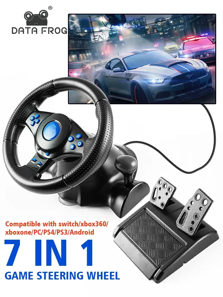 DATA FROG Lenkvibrationscontroller Sim-Rennrad mit Pedalen für PC-Spielekonsole Universal-Gamepad_voghion.com