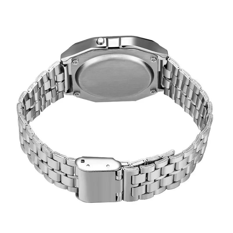 Stalen band horloge Dameshorloge Heren zakelijk horloge Multifunctioneel Led digitaal sporthorloge Elektronische klok_voghion.com