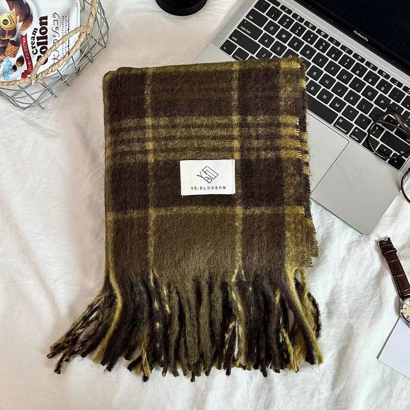 2024 Neuer Mirad Premium-Schal mit Karomuster für Damen im Winter, koreanische Ausgabe, doppelt verwendbar, dicker, warmer Schal_voghion.com