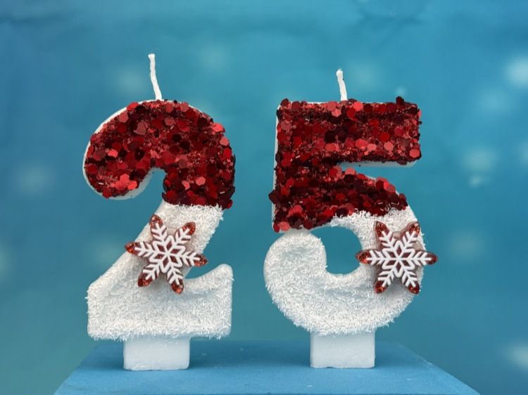 Creative Ice Snow Digital Cake Party Decoration Birthday Celebration Candle DIY Red And White Snowflake_voghion.com