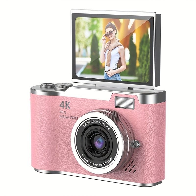 Cámara digital profesional 4K HD para Navidad y Acción de Gracias con pantalla abatible de 2.4" - Ideal para tomar fotos y grabar videos - Regalos navideños_voghion.com