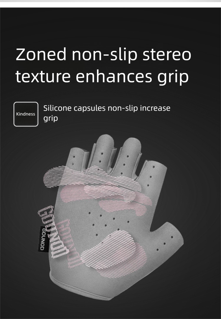 GOUNOD Sport Halbfinger-Einfachstangen-Silikon-Handflächenpolster, rutschfest, dünn, atmungsaktiv, für den Sommer, Outdoor-Radhandschuhe_voghion.com