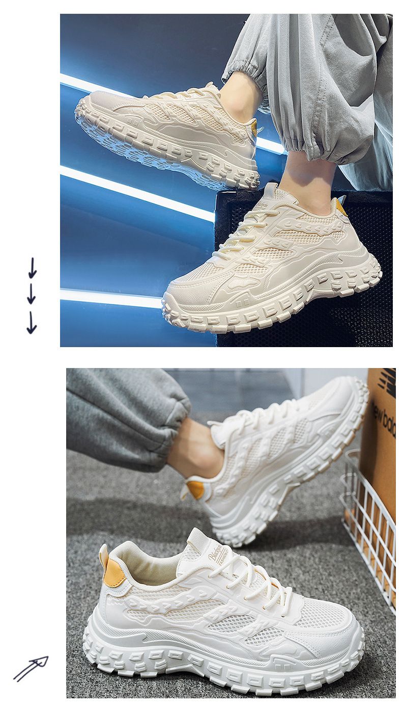 Men's Breathable Anti-Slip Work Shoes With Tire Sole, Lightweight Casual Sneakers For Summer, Comfortable Low-Top Shoes For Daily Wear_voghion.com