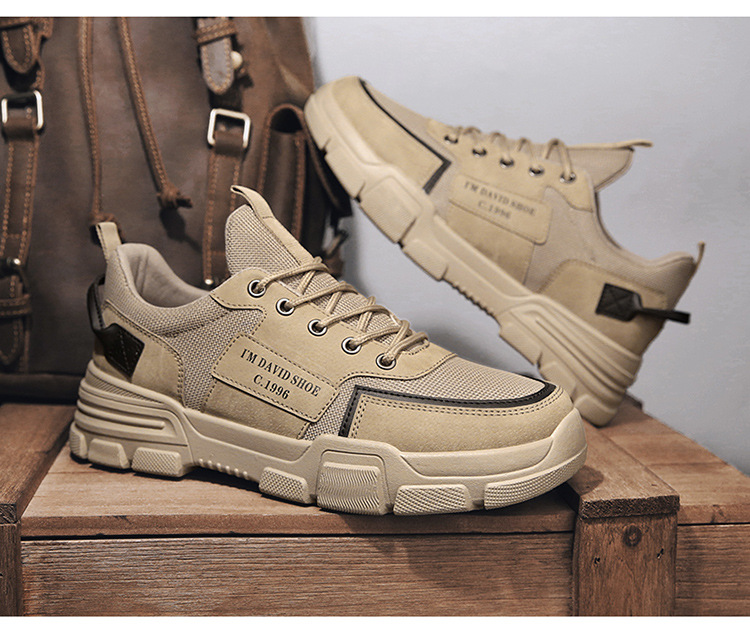 Wasserdichte, rutschfeste Arbeitsschuhe für Herren – atmungsaktive Freizeit-Sneaker für Bau- und Outdoor-Aktivitäten (Schwarz/Hellbraun)_voghion.com